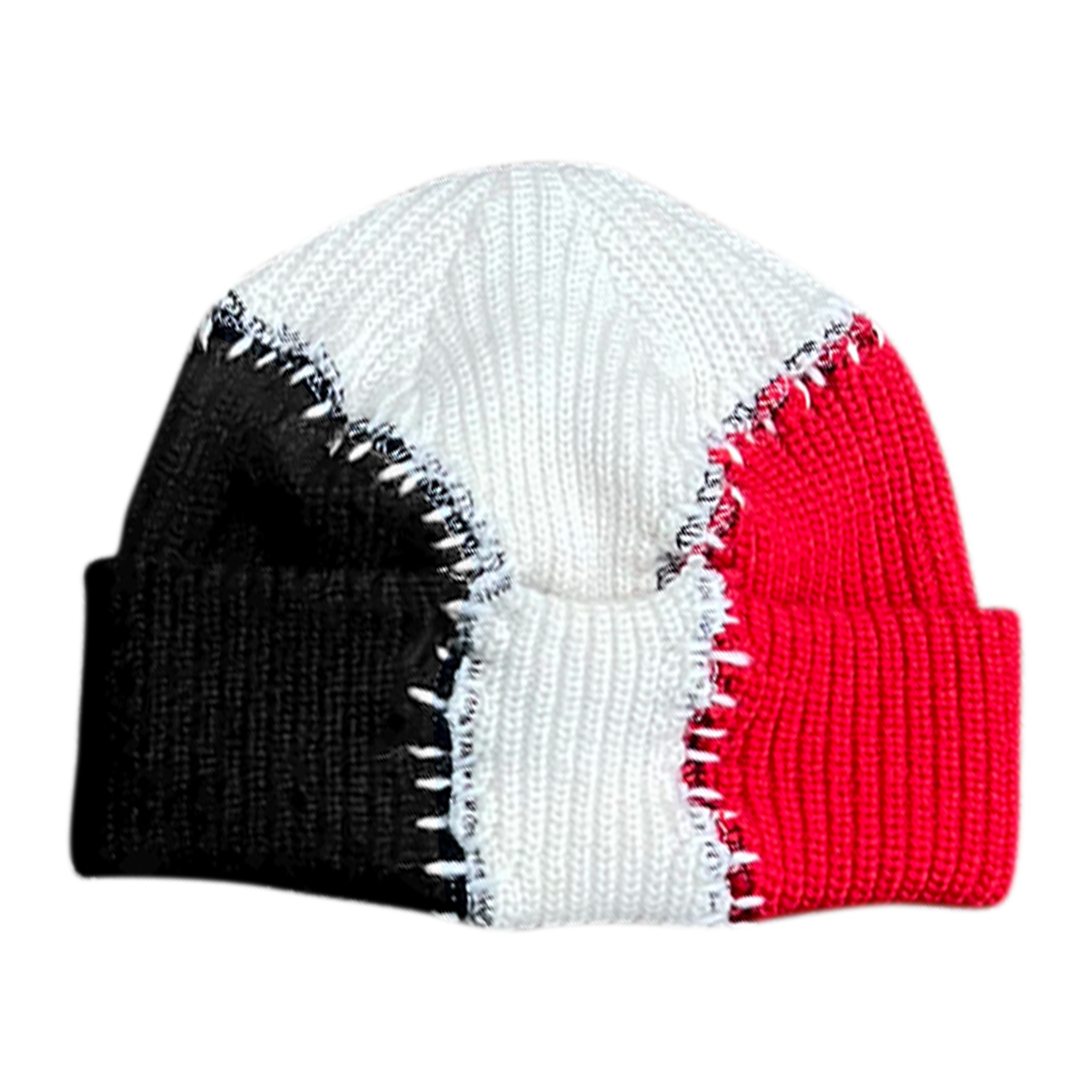 Tri-Stitch Beanie (White/Red) – MadeByRila