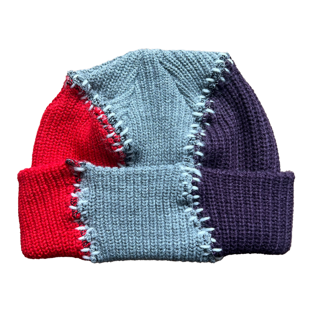 Tri-Stitch Beanie (Grey/Purple)