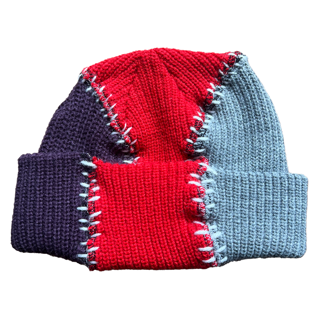 Tri-Stitch Beanie (Red/Purple)